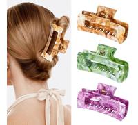 SHINLEA 3 pinzas para el cabello, pinzas medianas antideslizantes de 4.1 pulgadas para cabello fino, pinza de sujeción fuerte, diseño de pintura de tinta de referencia, accesorios para el cabello para