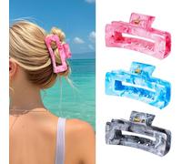 SHINLEA 3 pinzas para el cabello, pinzas medianas antideslizantes de 4.1 pulgadas para cabello fino, pinza de sujeción fuerte, diseño de pintura de tinta de referencia, accesorios para el cabello para