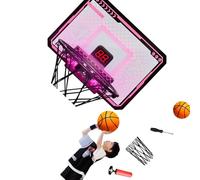 SHINLHUA Juego completo de baloncesto para interiores que incluye marco plegable, luces LED, marcador de baloncesto, seguro para niños y adultos, entretenimiento, aros de metal estables para