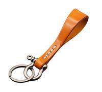 SHINLHUA Llavero de piel auténtica para coche, llavero de cuero universal, llavero para mujeres y hombres, marrón claro, silver buckle