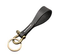 SHINLHUA Llavero de piel auténtica para coche, llavero de cuero universal, llavero para mujeres y hombres, Black, silver buckle