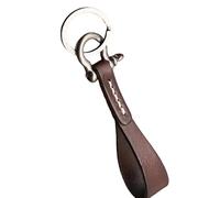 SHINLHUA Llavero de piel auténtica para coche, llavero de cuero universal, llavero para mujeres y hombres, marrón (dark coffee), Hebilla plateada