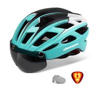 Shinmax Casco Bicicleta Adulto con Luz Casco MTB con Visera Magnética Desmontable Gafas Ajustable Seguridad de Protección para Montaña Casco Ciclismo Ultraligero Casco Bici Unisex Hombre Mujer NR-096