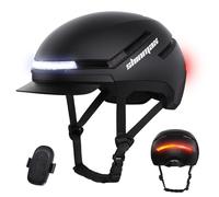 Shinmax Casco de Bicicleta Adulto con Luz y Intermitentes, Casco Ciclismo Hombre Mujer con Luz Trasera LED USB Recargable, Casco Bici para E-Bike, Scooter y Pedelec