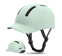 Shinmax Casco de Bicicleta para Hombre y Mujer, Casco Ajustable con Visera y protección Solar, Ligero y ventilado para Urbano, Ciudad y Bicicleta de Carretera (Verde Menta,M:54-58 cm)