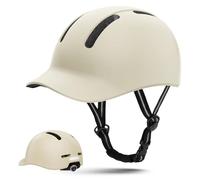 Shinmax Casco de Bicicleta para Hombre y Mujer, Casco Ajustable con Visera y protección Solar, Ligero y ventilado para Urbano, Ciudad y Bicicleta de Carretera (Beige, M: 54-58 cm)