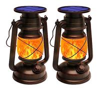 Shinmax Linterna Solar para Exterior 2 Piezas Retro Linternas Solares Colgante Efecto Llama Luz Solar Impermeable Vintage Led Linterna Lámparas Solares al Aire Libre Para Porche, Patio, Jardín,Camping