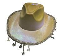 Shinning Star Beadwork Sombrero de vaquero para fotografía de boda, vaquera, elegante, accesorio de vestir, sombreros para mujer, fieltro para hombre, fieltro para mujer con cuerda