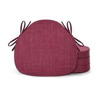 Shinnwa Set de 4 cojines para sillas de comedor, cojines Windsor de espuma de alta resiliencia, cojines para sillas de cocina con lazos y funda texturizada, 42 x 39 x 5 cm, rojo oscuro