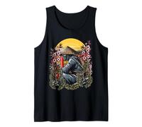 Shinobi with Ronin Straw Hat | Japan Sakura Bonsai Sunset Camiseta sin Mangas