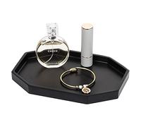 Shinowa 20,3cm Bandeja Pequeña Decorativa de Resina, Plato Organizador Antideslizante para Organización de Cuarto de Baño, Tocador, Cocina, para Joyería Cosmética Jabón Toalla Champú, Negro Mate