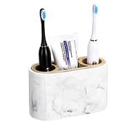 Shinowa Portacepillos de Dientes Organizador para Cepillo y Pasta con 3 Compartimentos, Resistente Soporte de Cepillo de Resina, Caja de Almacenamiento para Lavabo, Inodoro, Tocador, Ink Blanco