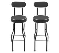 Shinpeed Juego de 2 taburetes de bar, 65 cm de altura de asiento con respaldo, sillas plegables con acolchado de piel sintética para cocina, salón, bar, color negro