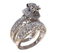 SHINROAD 1 par de anillos de compromiso para disfrazar elegantes y exquisitos anillos de desgaste de plata USA 11, USA 11, Aleación, Piedra secundaria