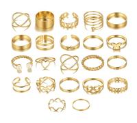 SHINROAD 22pcs/set anillos femeninos regalo simple mariposas decoración anillos femeninos, Aleación, Piedra secundaria