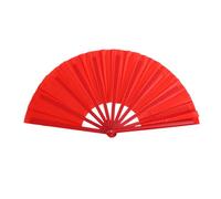 SHINROAD Abanico de mano grande plegable para baile de línea, aplausos plegables, diseño de color sólido, accesorio de rendimiento duradero, color rojo