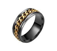 SHINROAD Anillo All-Match Excatch Rotatable Chain Design Mode Ring Golden US 9, US 9, Aleación, Piedra secundaria