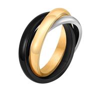 SHINROAD Anillo de acero de titanio retro de 3 capas en color de contraste, brillo pulido, antioxidación, joyería unisex para el desgaste diario o oro negro EE. UU. 12