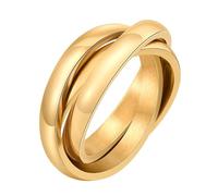 SHINROAD Anillo de acero de titanio retro de 3 capas en color de contraste, pulido y antioxidación, joyería unisex para el desgaste diario o dorado US 9