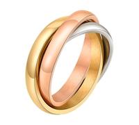 SHINROAD Anillo de acero de titanio retro de 3 capas en color de contraste, pulido y antioxidación, unisex, para el desgaste diario o oro rosa, Estados Unidos 8