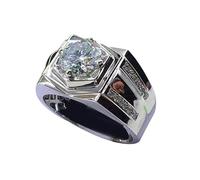 SHINROAD Anillo de aleación moderno y elegante anillo de compromiso plateado para hombre, US 10, aleación, Piedra secundaria