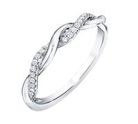 SHINROAD Anillo de cobre Twist Design Zircon Zirconia Cúbica para Mujeres Apilable Amor de Plata Compromiso Boda Accesorios de Joyería Torcido Blanco US 7, US 7, Copper, Piedra secundaria