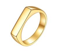 SHINROAD Anillo de mujer vintage, unisex, acero de titanio pulido, superficie plana, estilo simple, antideslizante, joyería ligera en varios tamaños, ideal para parejas, color dorado EE. UU. 12