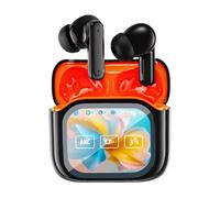 SHINROAD Auriculares inalámbricos con pantalla táctil inteligente, cancelación de ruido, sonido HiFi, compatible con Bluetooth, auriculares 5.4, auriculares deportivos para correr (negro y naranja)