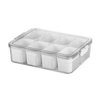 SHINROAD Bandeja organizadora para aperitivos, caja grande con tapa, cuenco para servir dulces, bloques de construcción, tuercas, aperitivos, 8 compartimentos, portátil, color blanco