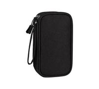 SHINROAD Bolsa de almacenamiento de doble capa, funda de transporte multiusos con cierre de cremallera, capa de malla de gran capacidad para accesorios digitales, cables, teléfono, color negro