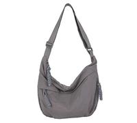 SHINROAD Bolso cruzado de nailon con forma de media luna, plegable, estilo hobo, casual, con correa ajustable, múltiples bolsillos, gran capacidad para, gris, Talla única