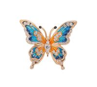 SHINROAD Broche de aleación de diamantes de imitación que gotea el aceite, diseño de mariposa con diseño de animales, para ropa, sombreros, bolsos, abalorio, decorativo, color azul, Aleación de zinc