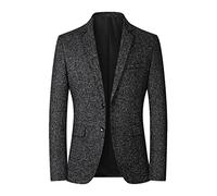 SHINROAD Chaqueta para hombre, color sólido, de un solo botonadura, suave y cómoda, para otoño, invierno, con dos botones, para hombre, para bodas, citas, oficinas