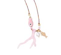 SHINROAD Collar ligero de acrílico con colgante de pez de coral de imitación de océano para mujer, cuentas de cuerda, elegante, accesorios de fiesta de vacaciones, Acrílico, Piedra secundaria