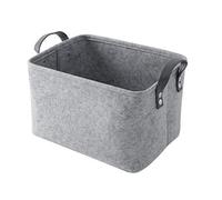 SHINROAD Contenedor de lavandería duradero Collabsible Hamper Cesta de fieltro Gran Capacidad Organizador plegable con asas resistentes para ropa Quilts Casa Gris claro L