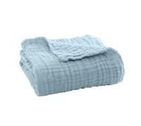 SHINROAD Easy Care Muselina Manta Verano Sofá Tirar Algodón Ligero Transpirable Cómodo Embalaje para Sofá Cama Viaje Vacaciones Máquina Lavable Versátil Azul 100 cm
