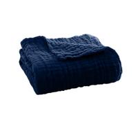 SHINROAD Easy Care Muselina Manta Verano Sofá Tirar Algodón Ligero Transpirable Cómodo Embalaje para Sofá Cama Viaje Vacaciones Máquina Lavable Versátil Azul Oscuro 25 cm