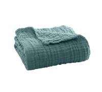 SHINROAD Easy Care Muselina Manta Verano Sofá Tirar Algodón Ligero Transpirable Cómodo Embalaje para Sofá Cama Viaje Vacaciones Máquina Lavable Versátil Verde Oscuro 70 cm