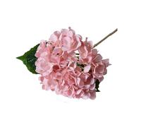 SHINROAD Hortensia falsa con hojas verdes, decoración floral realista, tallo artificial, flor realista, boda, hogar, oficina, mesa, pieza central, rama sintética, arreglo rosa claro