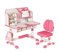 SHINROAD Juego de escritorio y silla de estudio para niños, mesa de altura | Marco de metal duradero con diseño ergonómico que se adapta a niños que aprenden en el dormitorio y la sala de estudio