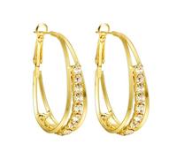 SHINROAD Pendientes de estrás, 1 par de pendientes de mujer, huecos, ovalados, con decoración, aleación ligera, para fiestas de graduación, cócteles todos los días, Aleación, Piedra secundaria