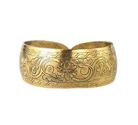 SHINROAD Pulsera de oro semiabierta, estilo étnico, elefante, flor de loto, diseño complejo, joyería tibetana vintage para mujer, aleación, piedra secundaria, Metal, Piedra secundaria