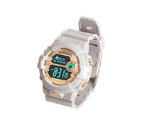 SHINROAD Reloj electrónico alimentado por pilas, gran número, digital, seguro, aquí hay un título de producto para electricidad, LED, impermeable, antideslizante, Gris dorado, Estilo de esfera