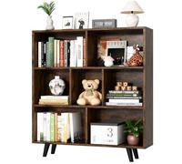 Shintenchi Estantería de madera de 7 cubos, estantería de 3 niveles con patas, moderna estantería organizadora de almacenamiento abierta, estante de exhibición independiente para dormitorio, sala de