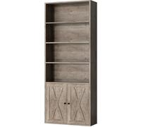 Shintenchi Estantería, estanterías industriales y estanterías con puertas, 6 estantes de almacenamiento de 70.5 pulgadas de alto para oficina en casa, sala de estar (gris)