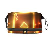 Shiny Ace of Diamonds - Bolsa de cosméticos de doble capa para mujeres y niñas, neceser de viaje para maquillaje, práctica bolsa organizadora con compartimento para cepillos, multicolor, 27x15x14