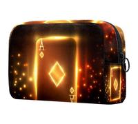 Shiny Ace of Diamonds - Bolsa de cosméticos para mujer, neceser de viaje, bolsa organizadora de maquillaje grande con cremallera, multicolor, 18.5x7.5x13cm/7.3x3x5.1in, Neceser