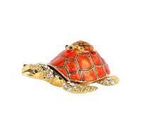 Shiny Diamonds Tortoise Decoration Tortoise Statue Metal Crafts Home Decor Ornaments (Orange)