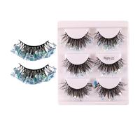 Shiny Fake Lashes - Dazzling Performance Eye Makeup Supplies | 3 Sets of Glittered Strip Lashes plus High Volume Finish for Her, Wife, Girlfriend and Party Costumes