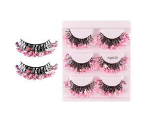 Shiny Fake Lashes - Dazzling Performance Eye Makeup Supplies | 3 Sets of Glittered Strip Lashes plus High Volume Finish for Her, Wife, Girlfriend and Party Costumes
